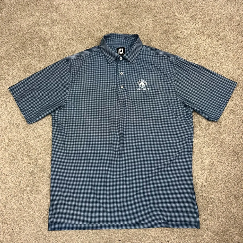 FootJoy Golf Polo Large Blue Houndstooth Teeth of the Dog Casa de Campo Shirt - Picture 2 of 10